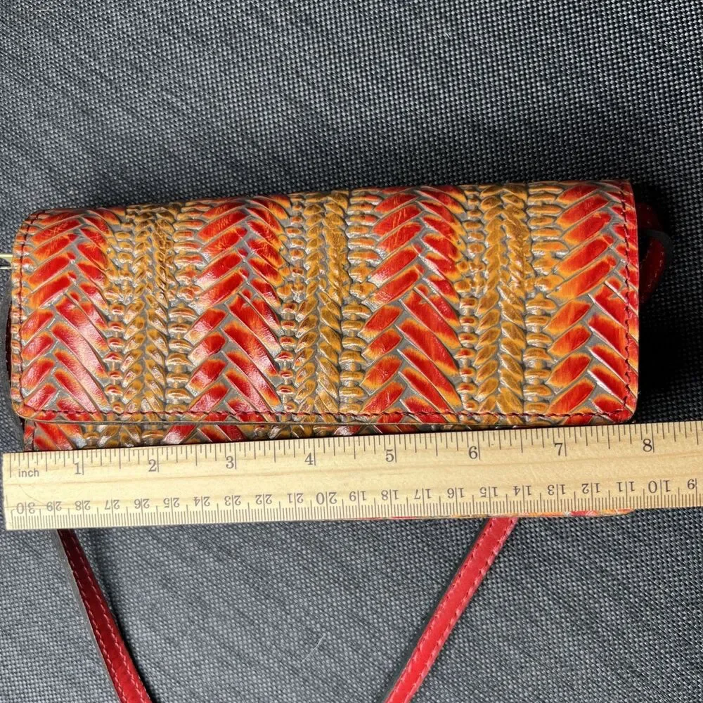 Patricia Nash NWT Balloi Wicker Embossed Crossbody Convertible Bag Red Yellow